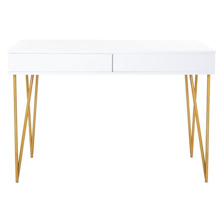Safavieh Pine Two Drawer Desk, White & Gold FOX2238C